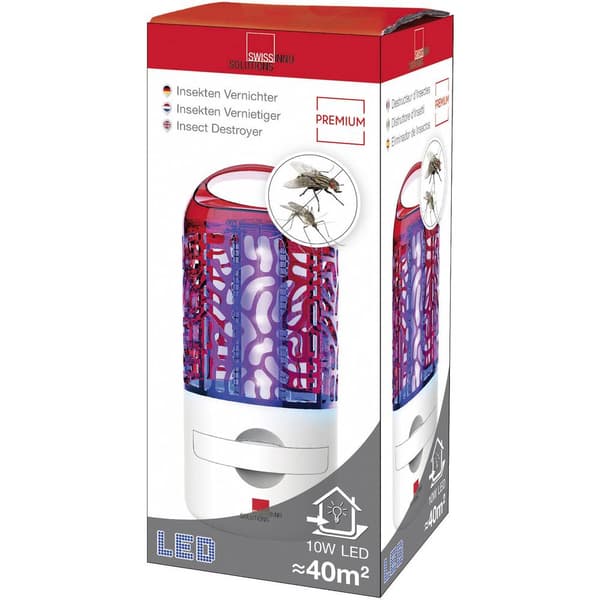 Swissinno Premium 10W 1 245 001 UV-ljus, Strömgitter UV-insektsfångare 10 W (Ø x H) 115 mm x 260 mm Vit, Röd 1 st
