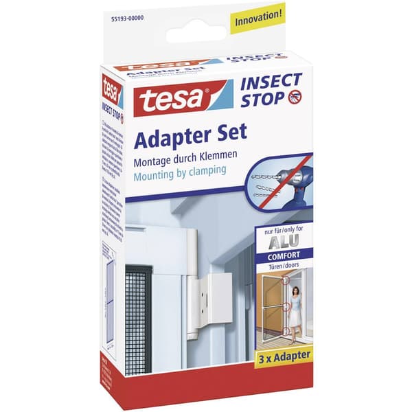 tesa 55193-00 Adapter Alu Comfort Flugnät adapter-set Passar till följande märken Tesa Tesa Flugnät 3 st