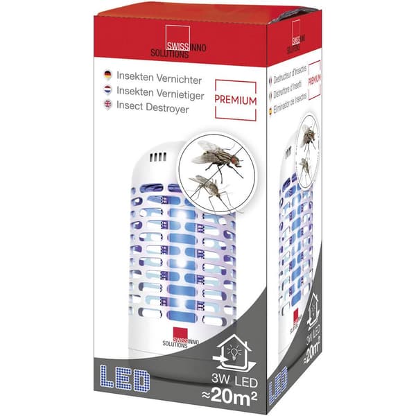 Swissinno Premium 3W 1 254 001 UV-ljus, Strömgitter UV-insektsfångare 3 W (Ø x H) 100 mm x 225 mm Vit 1 st