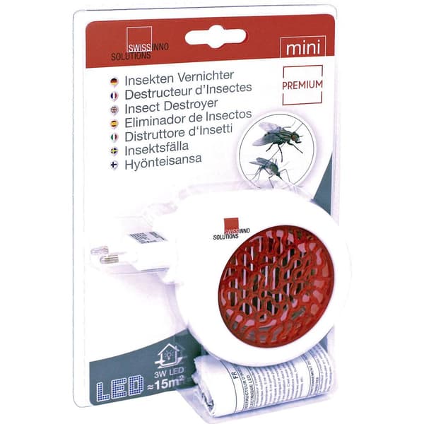 Swissinno Premium Mini 3W 1 243 001 UV-ljus, Strömgitter UV-insektsfångare 3 W (L x B x H) 145 x 35 x 100 mm Vit, Röd 1