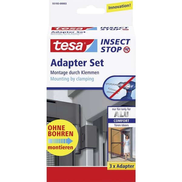 tesa 55193-03 Adapter Alu Comfort Flugnät adapter-set Passar till följande märken Tesa Tesa Flugnät 3 st