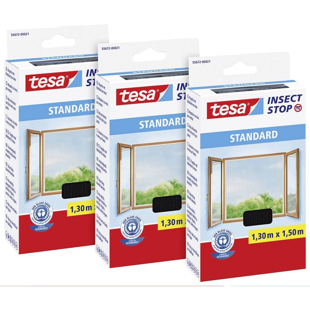 tesa STANDARD 55672-00500-03 Flugnät (B x H) 1300 mm x 1500 mm Antracit 3 st