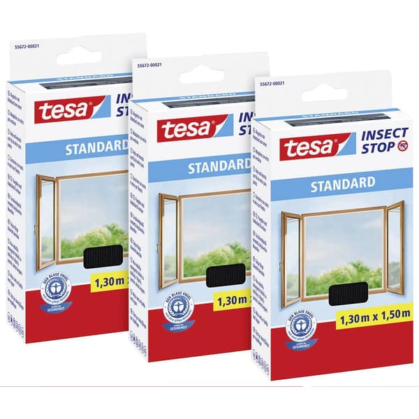 tesa STANDARD 55672-00500-03 Flugnät (B x H) 1300 mm x 1500 mm Antracit 3 st
