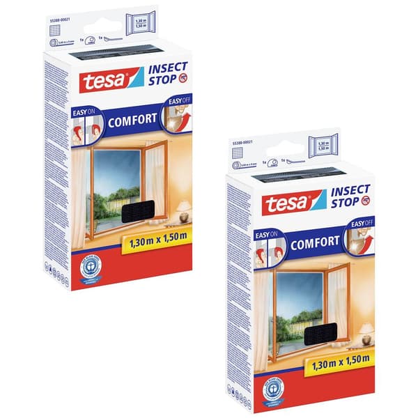 tesa COMFORT 55388-00500-01 Flugnät (B x H) 130 cm x 150 cm Antracit 2 st