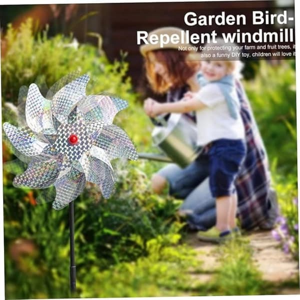 4-pack Reflekterande Fågelskrämmande Vindsnurror 50 cm - Vinddriven & Dekorativ | Naturlig Fågelavskräckare för Trädgård/Balkong