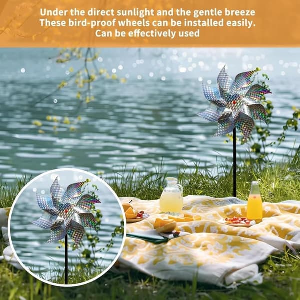 4-pack Reflekterande Fågelskrämmande Vindsnurror 50 cm - Vinddriven & Dekorativ | Naturlig Fågelavskräckare för Trädgård/Balkong