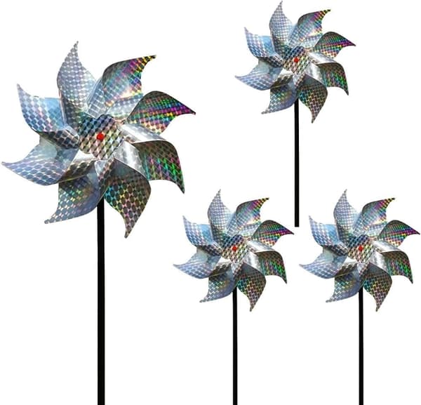 4-pack Reflekterande Fågelskrämmande Vindsnurror 50 cm - Vinddriven & Dekorativ | Naturlig Fågelavskräckare för Trädgård/Balkong