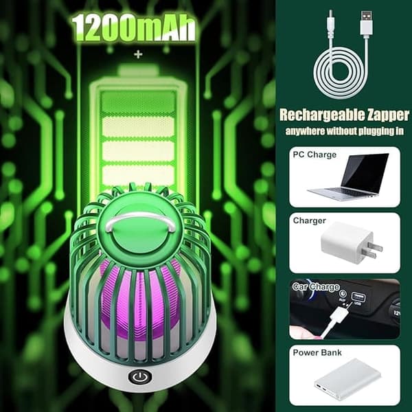 OBOSOE 2-in-1 USB-ladattava hyttysloukku ja hyönteisten tappaja, UV-LED + sähköinen hyttysverkko