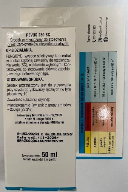 SUMIN REVUS 250 SC fungicid bekæmper kartoffelskimmel 50 ml