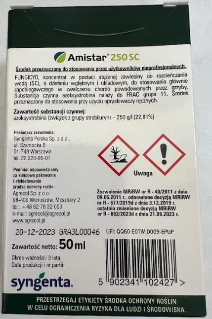 AMISTAR 250 SC svampespray BLØDDYR RÅD Agrecol 50ml