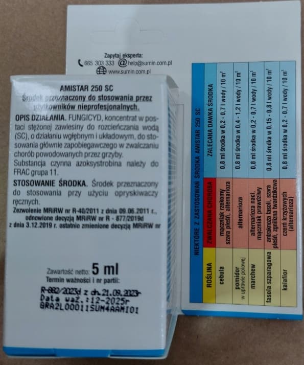 SUMIN AMISTAR 250 SC svampemiddel PULVER SKIMMELDOG GRÅSKIMMELDOG 5 ml