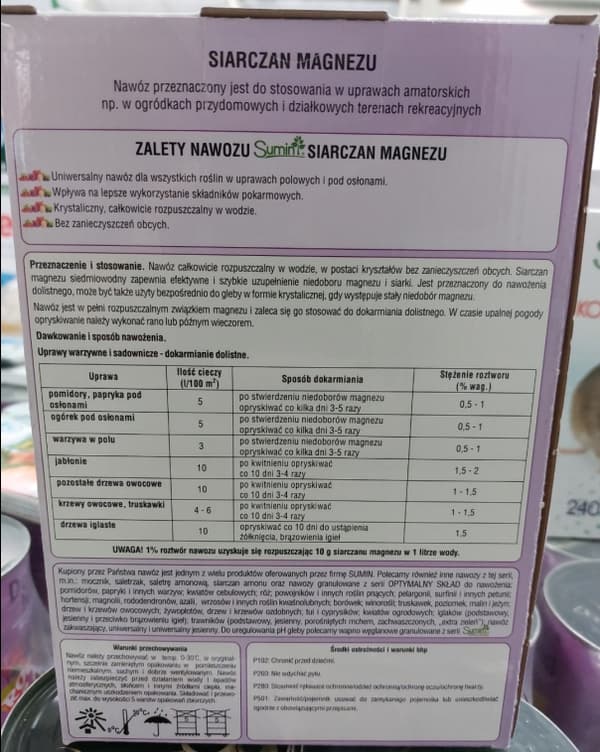 SUMIN MAGNESIUM SULFAATTI -lannoite, joka täydentää MAGNESIUM SULPHUR -puutteita 1 kg