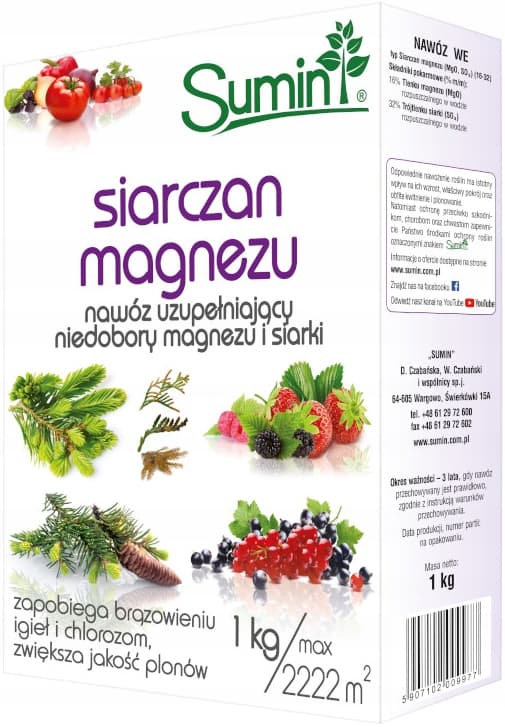 SUMIN MAGNESIUM SULFAATTI -lannoite, joka täydentää MAGNESIUM SULPHUR -puutteita 1 kg