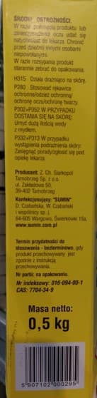 SUMIN SULPHUR rakeistettu kasvihuonemaan desinfiointiaine 500 g