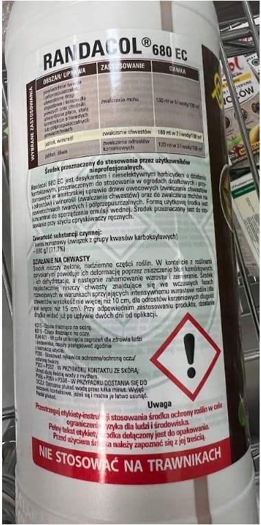 RANDACOL 680 EC bekæmper mos og ukrudt på indkørsler og belægningssten Agrecol 1 L