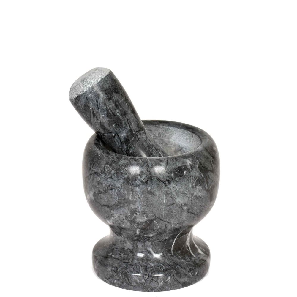 Mortel Svart/grå Marmor 11 cm