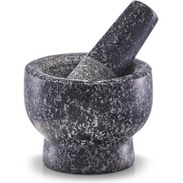 Köksmortel - ZELLER - Ø 9 cm - Granit - Med stötare - Praktisk och elegant