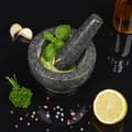 Miniatyrbild 3 av 6: Relaxdays Mortel i granit med stöt, robust, för kryddor, örter, mortel i polerad sten, d. 13 cm, 250 ml, grå