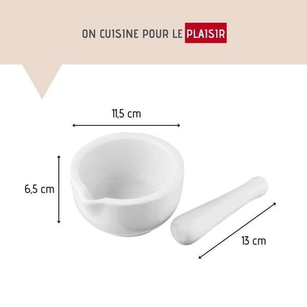 Pilon Mortier - Fackelmann - 45442 - Porslin - 12x6,5cm - 2 stycken