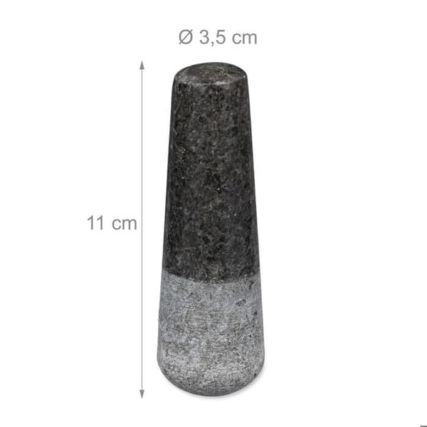 Relaxdays Mortel i granit med stöt, robust, för kryddor, örter, mortel i polerad sten, d. 8,5 cm, 400 ml, grå