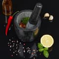 Miniatyrbild 3 av 6: Relaxdays Mortel i granit med stöt, robust, för kryddor, örter, mortel i polerad sten, d. 13 cm, 500 ml, grå