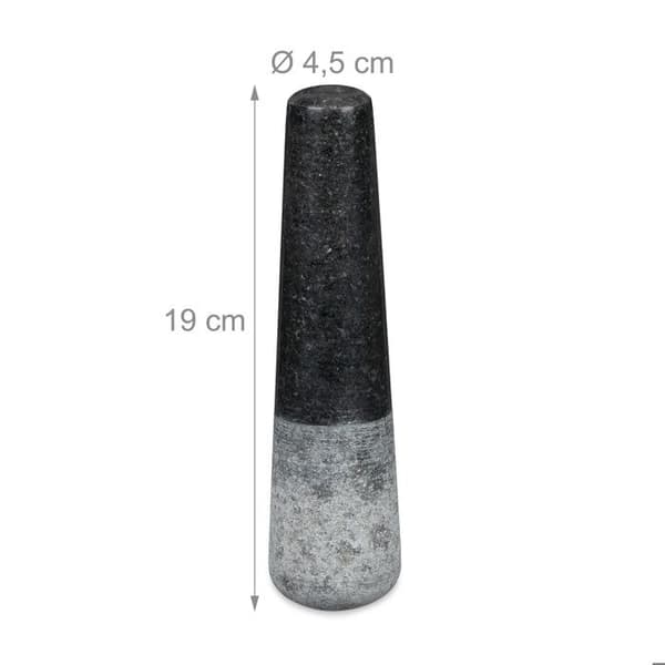 Relaxdays Mortel i granit med stöt, robust, för kryddor, örter, mortel i polerad sten, d. 13 cm, 500 ml, grå