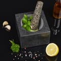 Miniatyrbild 5 av 6: Relaxdays Mortel och pistill, i granit, polerad, lång livslängd, kryddor och örter, 500 ml volym, krossare lxB 14,5 x 14,5 cm