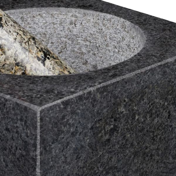 Relaxdays Mortel och pistill, i granit, polerad, lång livslängd, kryddor och örter, 500 ml volym, krossare lxB 14,5 x 14,5 cm