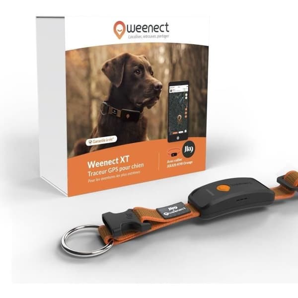 GPS hundhalsband - WEENECT Dog XT - XL antenn - Vattentät - Julius-K9 halsband - Fungerar med abonnemang - Orange