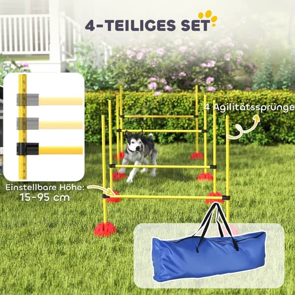 Koiran agilityesteet, 124P x 19,5L x 103K cm, Oranssi ja Keltainen