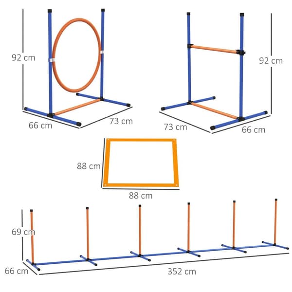 Dog Agility Sæt, Orange, Blå