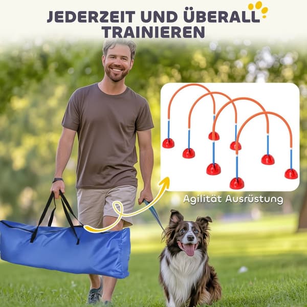 Rootz 4 -Dart Dog Agility Training Set - Dog træningsudstyr - Træningsudstyr - Justerbar bredde - Bærbart med bærepose - 100x19,5x95 cm