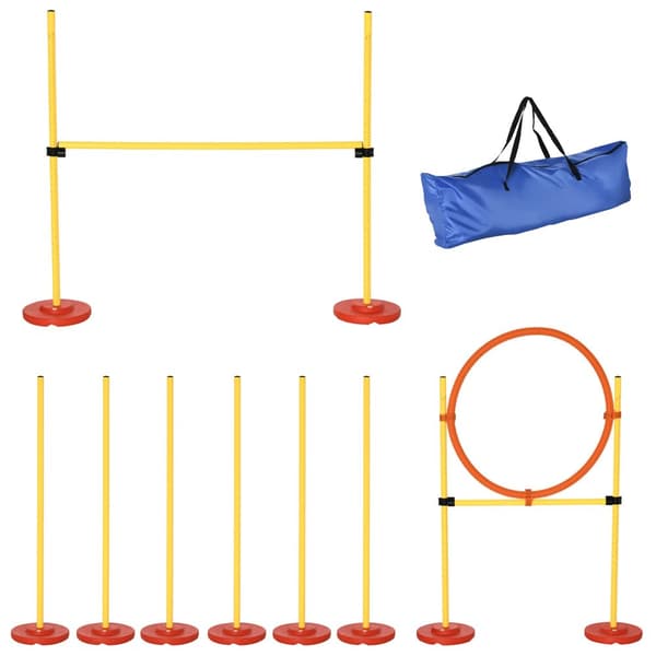 Hund Agility Træningsudstyr, Justerbare Forhindringer, Letvægtsdesign, Alsidige Øvelser,90x23x100 cm, Gul