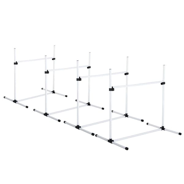 Agility Træningssæt, Justerbar Højde, Holdbare Materialer, Bærbart Design,95x65x95 cm, Hvid