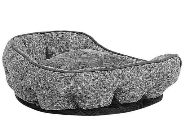 Hundekurv Grå Hør Polyester 65 x 50 x 16 Rund Lille Blød Hundeseng Kattekurv Stue Soveværelse Boho Stil Skandinavisk Indendørs Dekor Vaskbart