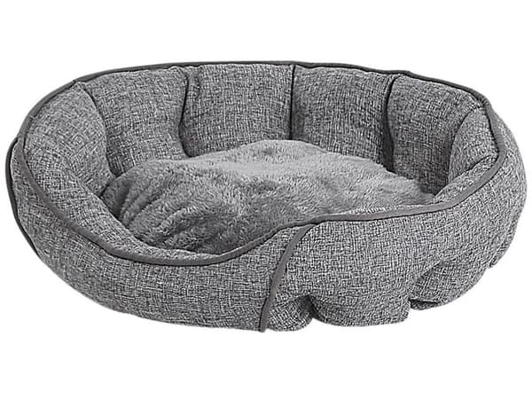 Hundekurv Grå Hør Polyester 60 x 50 x 16 Rund Lille Blød Hundeseng Kattekurv Stue Soveværelse Boho Stil Skandinavisk Indendørs Dekor Vaskbart