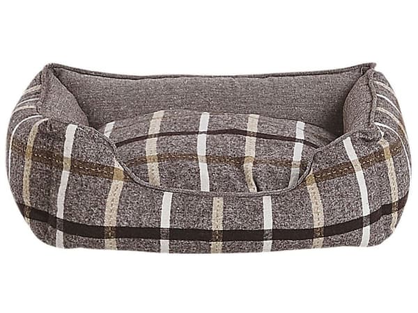 Lemmikin peti ruskea puuvilla pellava kangas 50 x 50 cm neliö ruutukuvio