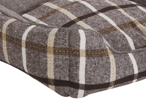 Lemmikin peti ruskea puuvilla pellava kangas 50 x 50 cm neliö ruutukuvio