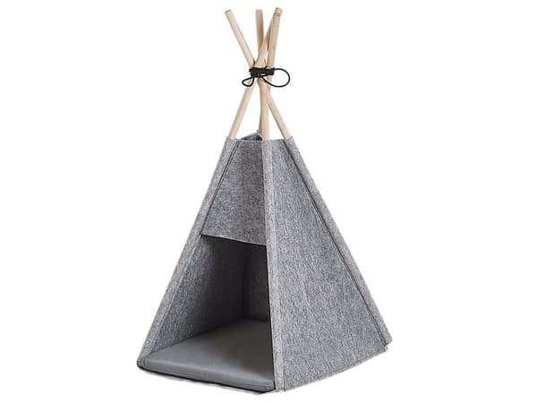 Djursäng Grå Filt 35 x 40 cm Tipi Tält med dyna