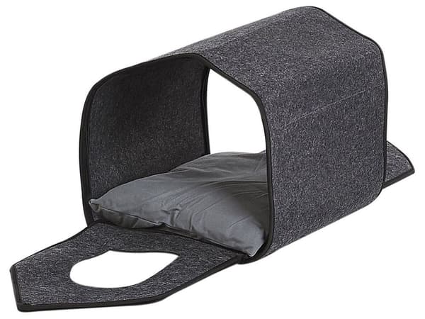 Djursäng Grå Filt 40 x 40 cm För små hundar Tass Katthus med dyna Halkfri