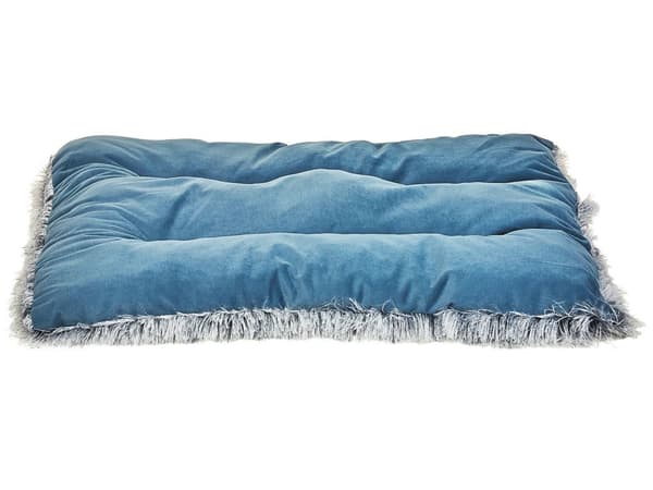 Hundeseng Blå Velour Polyester Kvaster 60 x 45 cm Moderne Design Stor Pude til Hunde Dyr