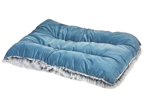 Hundeseng Blå Velour Polyester Kvaster 90 x 60 cm Moderne Design Stor Pude til Hunde Dyr