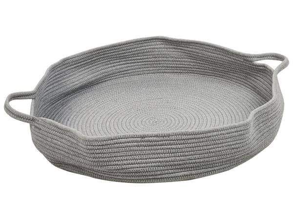 Lemmikin peti harmaa 70 x 70 x 14 cm puuvilla polyesteri pörröinen pyöreä kissan peti koiran peti