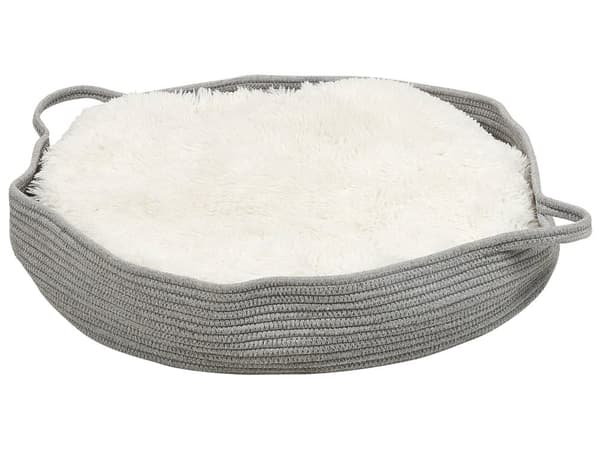 Djursäng Grå Bomull Polyester Fluffig Inlägg ø 70 cm För Hundar Modern Design Rund