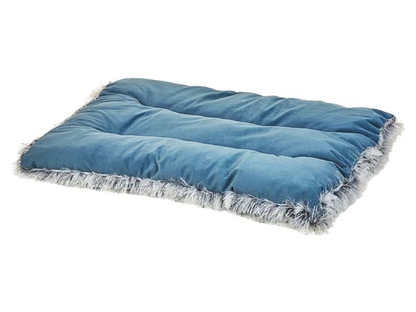 Djursäng Blå Sammet Polyester Tofsar 90 x 60 cm Modern Design Medium kudde För Hundar och Katter