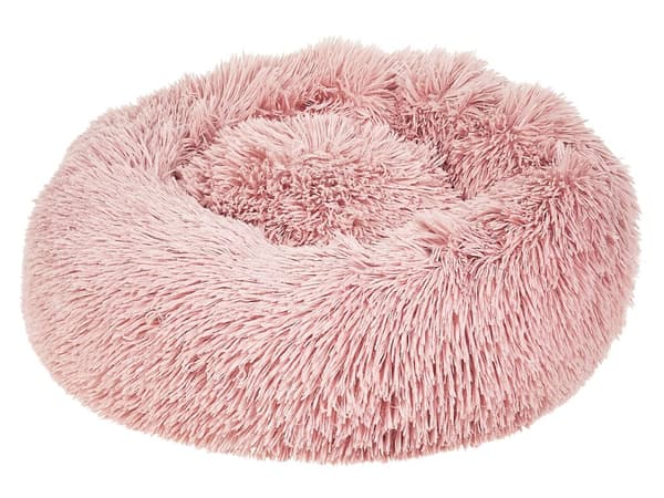 Djurssäng Rosa Polyester 50 x 50 cm Rund Hund Katt Mjuk Lurvig Kudde Vardagsrum Sovrum