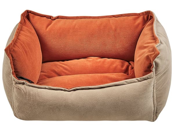 Djurssäng Orange Beige Polyester 50 x 35 cm Sammet Rektangulär Hund Katt Mjuk Dyna Vardagsrum Sovrum