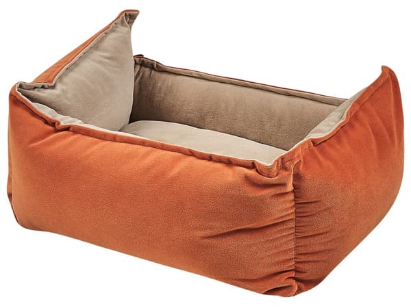 Djurssäng Orange Beige Polyester 50 x 35 cm Sammet Rektangulär Hund Katt Mjuk Dyna Vardagsrum Sovrum