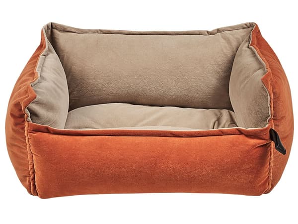 Koiran peti oranssi/beige 50 x 18 x 37 cm sametti polyesteri suorakulmio käännettävä lemmikin peti