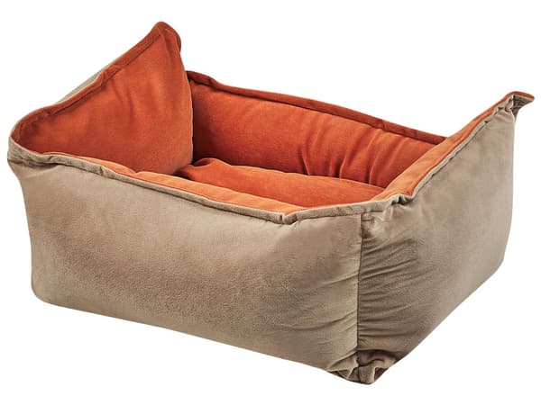 Koiran peti oranssi/beige 50 x 18 x 37 cm sametti polyesteri suorakulmio käännettävä lemmikin peti